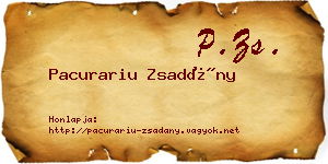 Pacurariu Zsadány névjegykártya